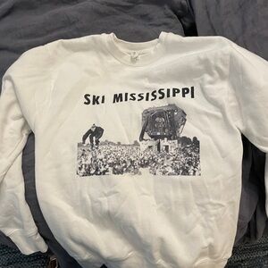 Never work ski Mississippi white sweatshirt